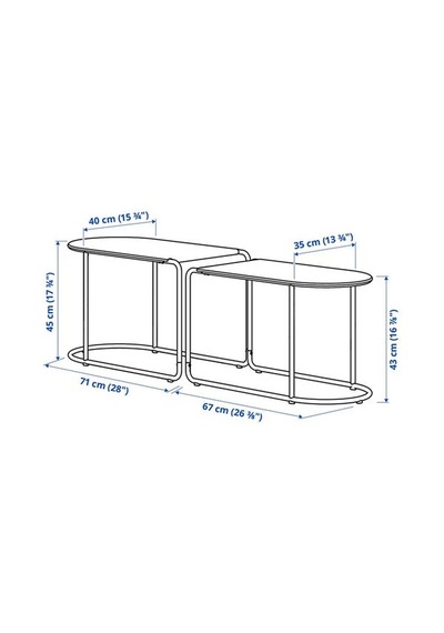Ikea Grytsholm Bahçe Sehpası, Mavi-siyah, 2'li Set