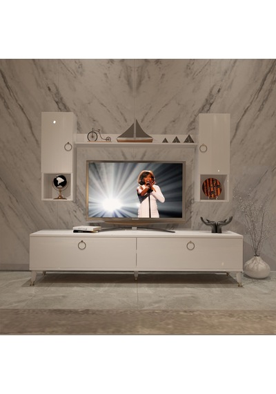Decoraktiv Eko 5da Mdf Std Gold Tv Ünitesi Tv Sehpası Beyaz