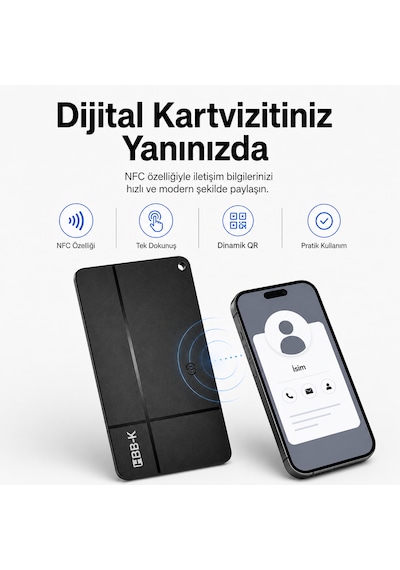 Hi Kart Apple Uyumlu iOS &android Takip Cihazı & Dijital Kartvizit Siyah Tekli Paket