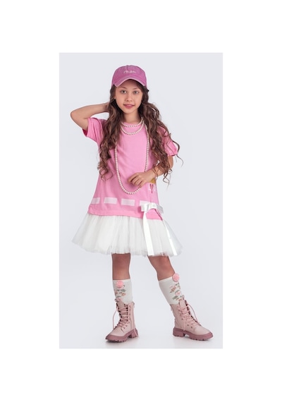 Mnk Baby & Kids Tütü Etekli Yazlık Penye Kız Çocuk Spor Elbise M00703 Pembe