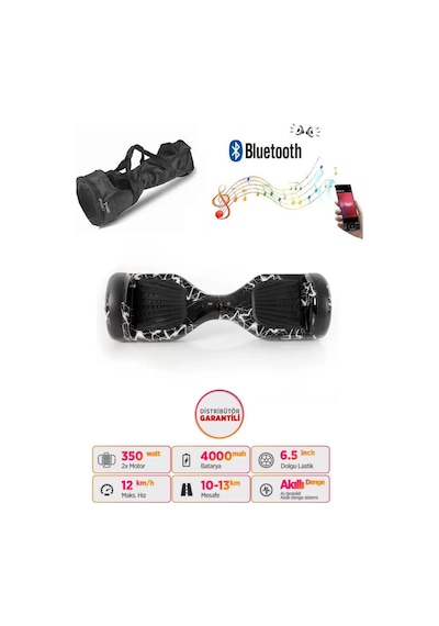 Elektrikli Kaykay Scooter Akıllı Denge Hoverboard + Hoverkart + Çanta Full Ledli Extrem Paket D02