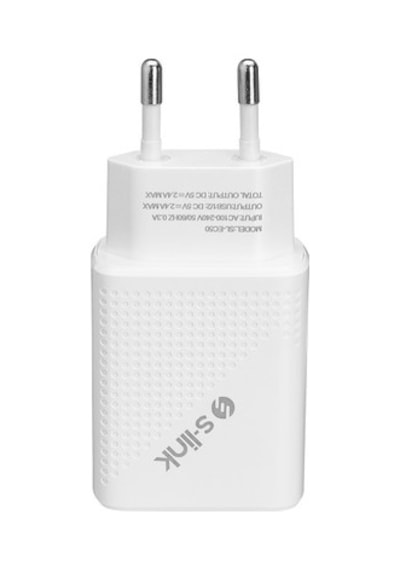 5v 2400ma İki Usb Çıkışlı Kablolu Beyaz Ev Şarj Aleti