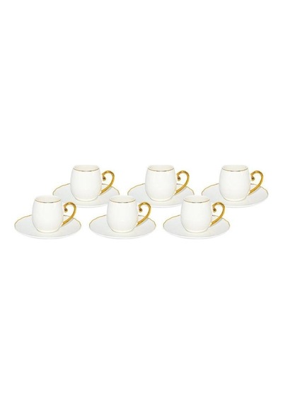 Bambum Pure - 6 Kişilik Kahve Fincan Takımı Ellipse Beyaz - Altın