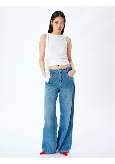 Koton Bağlama Detaylı Kolsuz Slim Fit Bisiklet Yaka Üst Ekru 5sal30023ık Ekru