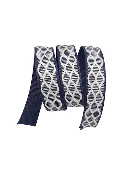 Angel Çanta Aksesuar 3 Cm Polyester Kolon Lacivert Beyaz Simli 1 Metre