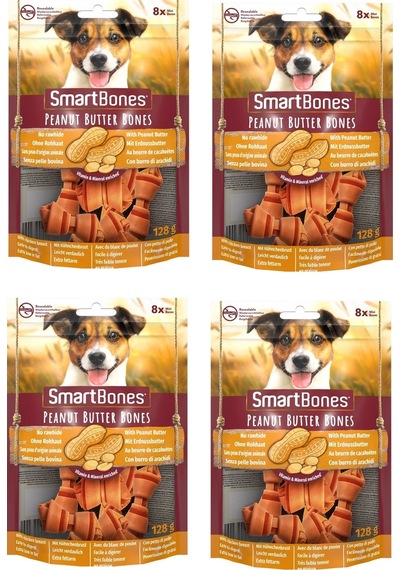 Smartbones Tavuklu Ve Fıstık Ezmeli Mini Kemik 8 Li 128 Gr. X 4 Adet
