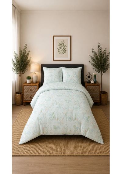 Çift Kişilik Nevresim Takımı %100 Pamuk 200x220 Lastikli Çarşaflı 160x200 Turkuaz