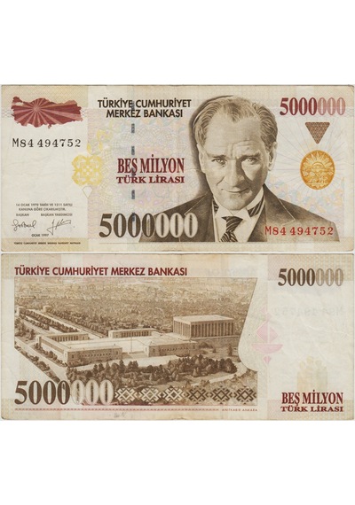 7. Emisyon 5.000.000 Lira M84 Çok Temiz+