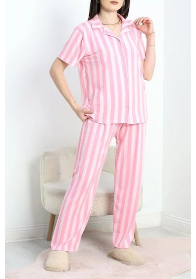 Seka Store Seka Milan Kumaş Düğmeli Pijama Takımı Pembeçizgili1 - 750.1287. Çok Renkli Seka Store Seka Milan Kumaş Düğmeli Pijama Takımı Pembeçizgili1 - 750.1287. Çok Renkli
