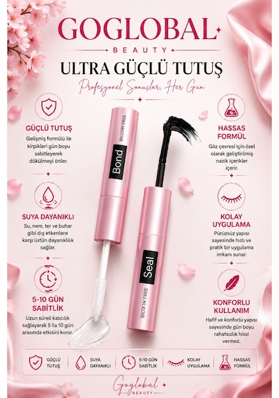 Seal & Bond Kirpik Yapıştırıcı Seti Kirpik Yapıştırıcı, Sabitleyici, Cımbız Ve Kirpik Fırçası Ta