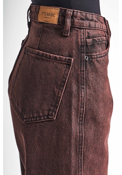 Itsbasic Kadın Taşlanmış Bordo Renk 20w5-152 Relax Fit %100 Koton Özel Yıkama Denim Jean