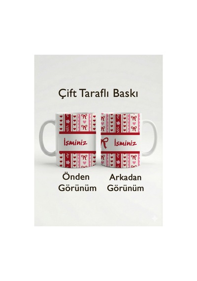 Kişiselleştirilebilir İsme Özel Beyaz Kupa Bardak - Kalp Ve Kurdele Tasarımlı Hediyelik 330 Ml Çok Renkli - 876073679 Çok Renkli - 876073679 Çok Renkli