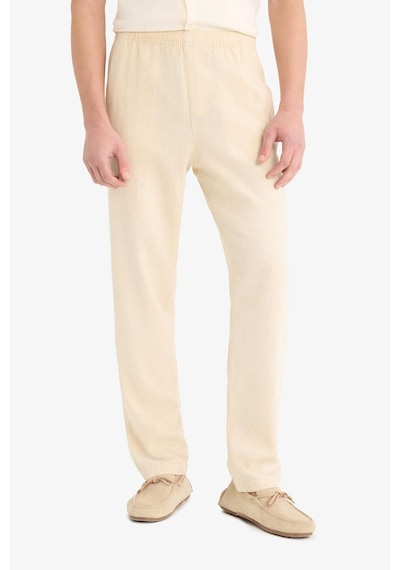 Defacto Relax Fit Rahat Kesim Dar Paça Keten Karışımlı Yazlık Pantolon C1140ax25smbg750 Bej