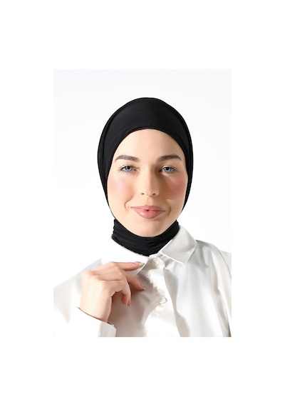 Kadın Çıtçıtlı Bağlamalı Tesettür Hazır Pratik Şal Siyah Siyah