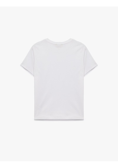 Koton Regular Fit Pamuklu Kısa Kollu Bisiklet Yaka Basic Tişört Beyaz 6sak60004ek