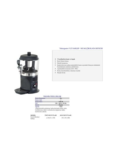 Teknogastro 5 L Sahlep Makinesi Sıcak Çikolata Isıtıcı Karıştırıcılı İçecek Dispenseri - 9079156271672