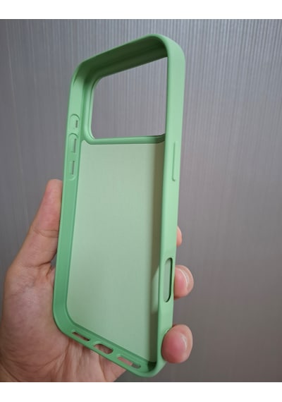 Apple Uyumlu iPhone 17 Pro Max Logolu İçi Kadife Silikon Lansman Kılıf Açık Yeşil