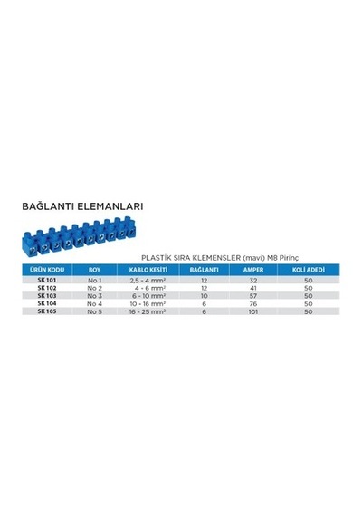 Plastik Sıra Klemens No 2 10 Adet
