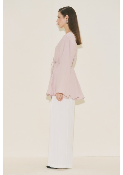 Manuka %100 Keten Volümlü Tunik Pembe Ss26tnk00002-78 Pembe
