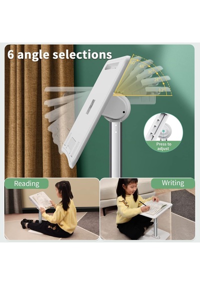 Gece Lambalı Kitap Okuma Standı 6 Kademeli Ayarlanabilir Açı, 55cm Yükseklik, Tablet & Laptop Uyumlu, Katlanabilir Dayanıklı Sayfa Klipsli Eller Serbest Okuma Tutucu Yd08