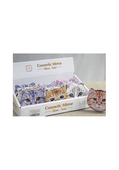 Taşlı Kedi El Aynası Alk3749 Evimdeyokyok Çok Renkli