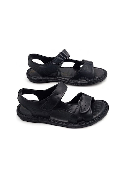 Magic Shoes Hakiki Deri Ortopedik Erkek Sandalet Siyah-yeni Siyah