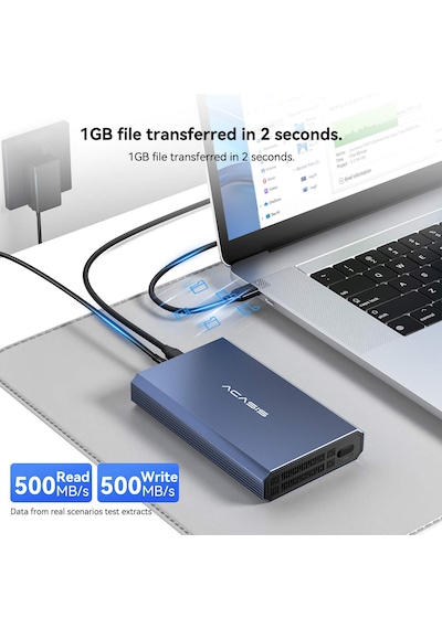 Acasis Ec7351 Pro 10gbps, 3.5"/2.5" Sata Hdd/ssd Uyumlu Adaptörlü Disk Kutusu Ac Ec7351pro