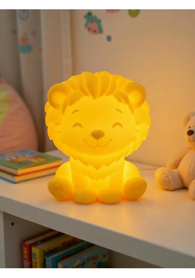 Aslan Modern Dekoratif Ev Hediyesi Tasarım Lamba - Aslan Figürlü Gece Lambası Sarı