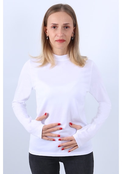 Parlingerie Kadın Uzun Kollu Boğazlı Parmak Detaylı Body beyaz