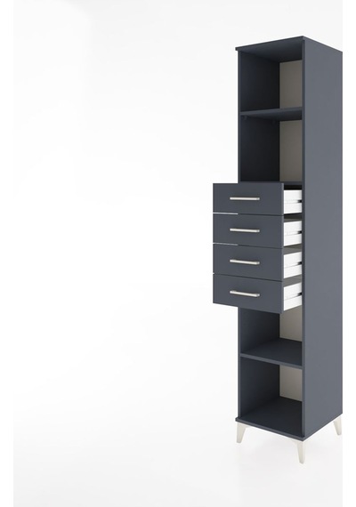 Hyperion Dolap 3 Raflı 4 Çekmeceli 44x44x221 Antrasit-antrasit Antrasit