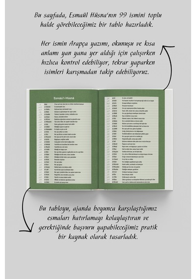 Paye Esmaül Hüsna Ajandası Elit Seri Çok Renkli