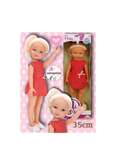 Büyük Boy Et Bebek 35cm Mina Kırmızı Puantiyeli Elbiseli Bebek Gerçekçi Mina Model Bebek 35cm