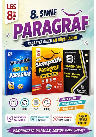 8.sınıf Sempatik Paragraf Soru Bankası- Her Güne Bir Paragraf + 3 Fragman Deneme
