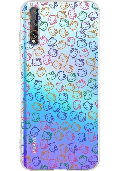 Huawei P Smart S Kamera Korumalı Kapak Hello Kitty Tasarımlı Şeffaf Kılıf Şeffaf