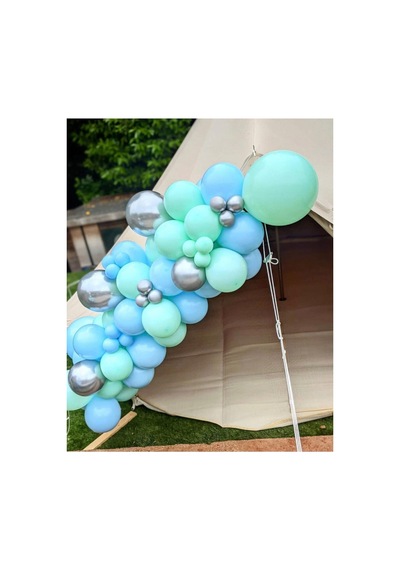 Krom Gümüş Mint Yeşili Ve Makaron Mavi Balon Zinciri 100 Adet A