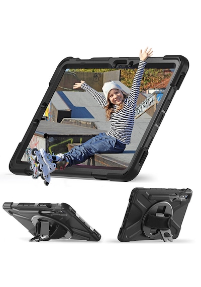 Samsung Galaxy Tab S10 Lite İle Uyumlu Tablet Kılıfı Defender Askı Aparatlı 360 Ayarlanabilir Zırhlı Kapak Kapaklı Kılıf