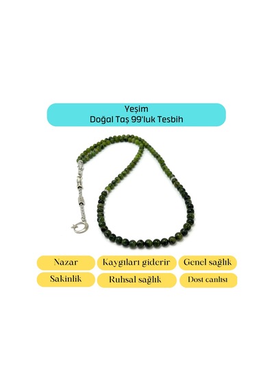 Yıldız Doğal Taş Yeşim 6mm 99luk Doğal Taş Tesbih