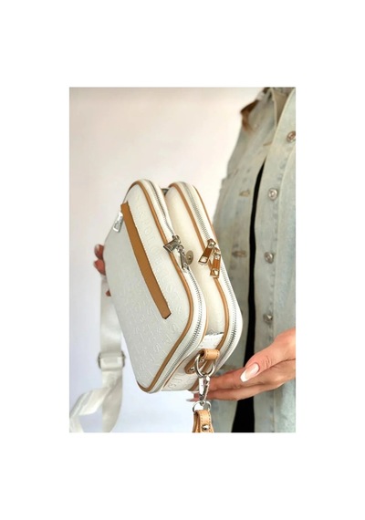 Just Polo Kadın 3d Baskılı Ayarlanabilir Askılı Şık Omuz Çantası Ebat: 16 X 26 Cm Beyaz - Taba 34695422