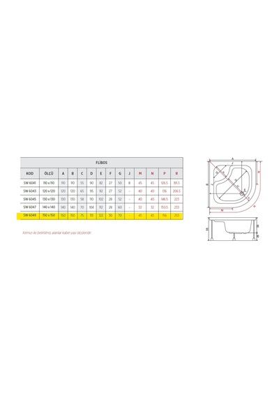 Shower 150X150 Flıbos Oval Küvet