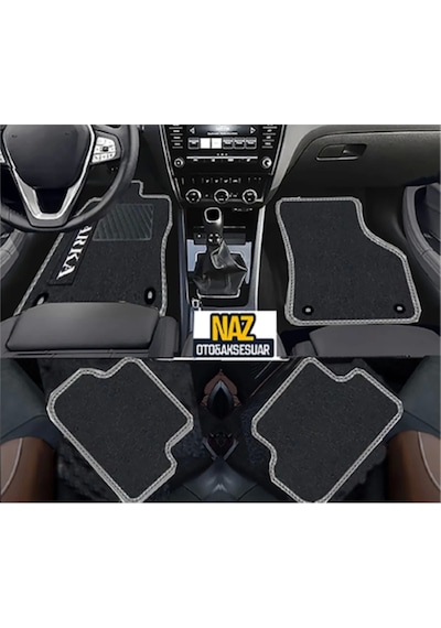 Fiat Bravo 2007-2014 Siyah Halı Gri Kenar Petek Topuk