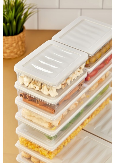Multi Box 10 Parça 4 Farklı Boy Saklama Kabı Seti - Dondurucu & Mikrodalga Uyumlu Krem