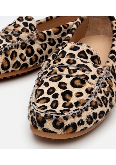 Hotiç Kadın Deri Siyah Leopar Desenli Günlük Loafer 01ayh303610a133 Çok Renkli