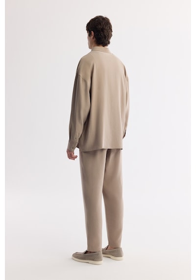 Avva Erkek Bej Alttan Britli Yaka Soft Touch Oversize Fit Gömlek A51y2168