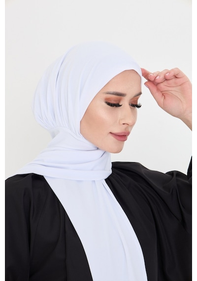 Hürrem Bone Beyaz Pratik Hazır Geçmeli Tesettür Bone Sandy Boyunluklu Çıtçıtlı 2505 42 Beyaz