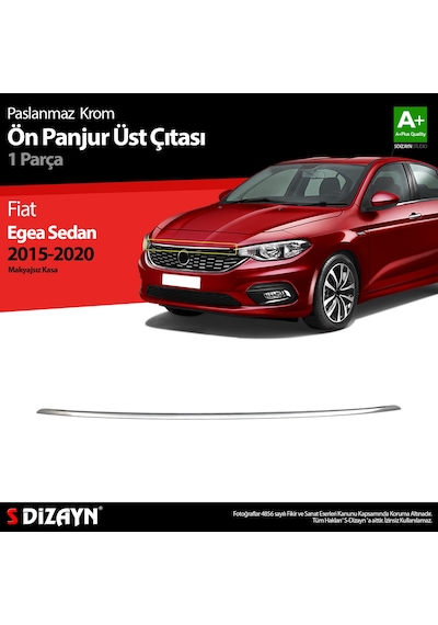S-Dizayn  Fiat Egea Sedan Krom Ön Panjur Üst Çıtası 2015-2020