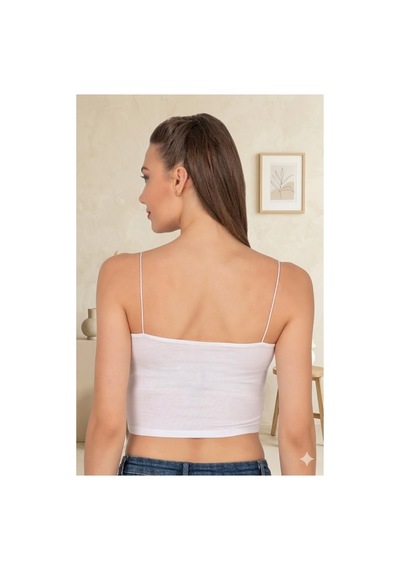 Lirona Lırona-kadın İnce İp Askılı Crop Top Modal Body Beyaz