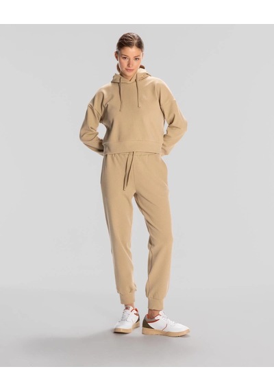 Kappa Logo Elise Waffle Hoodie Kadın Bej Regular Hoodie Siyah