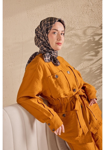 Silk Home Twill İpek Eşarp Ekose Lacivert Çok Renkli