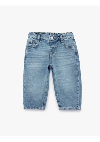 Koton Pamuklu Oversize Denim Pantolon Orta İndigo 7wmb40003td
