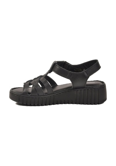 Pierre Cardin Siyah Hakiki Deri Cırtlı Kadın Günlük Topuklu Sandalet Pc-54787 Z Siyah